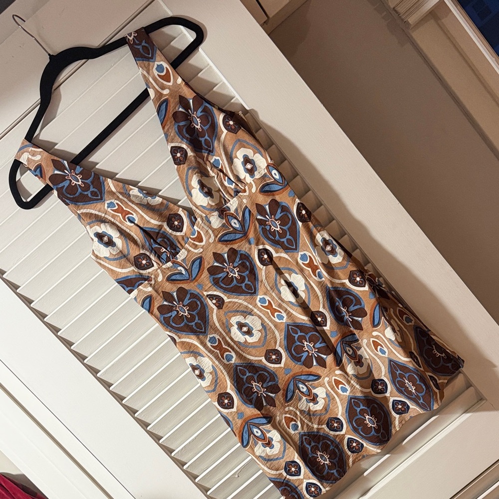 Brown and Blue Patterned Dress VICI NWOT
